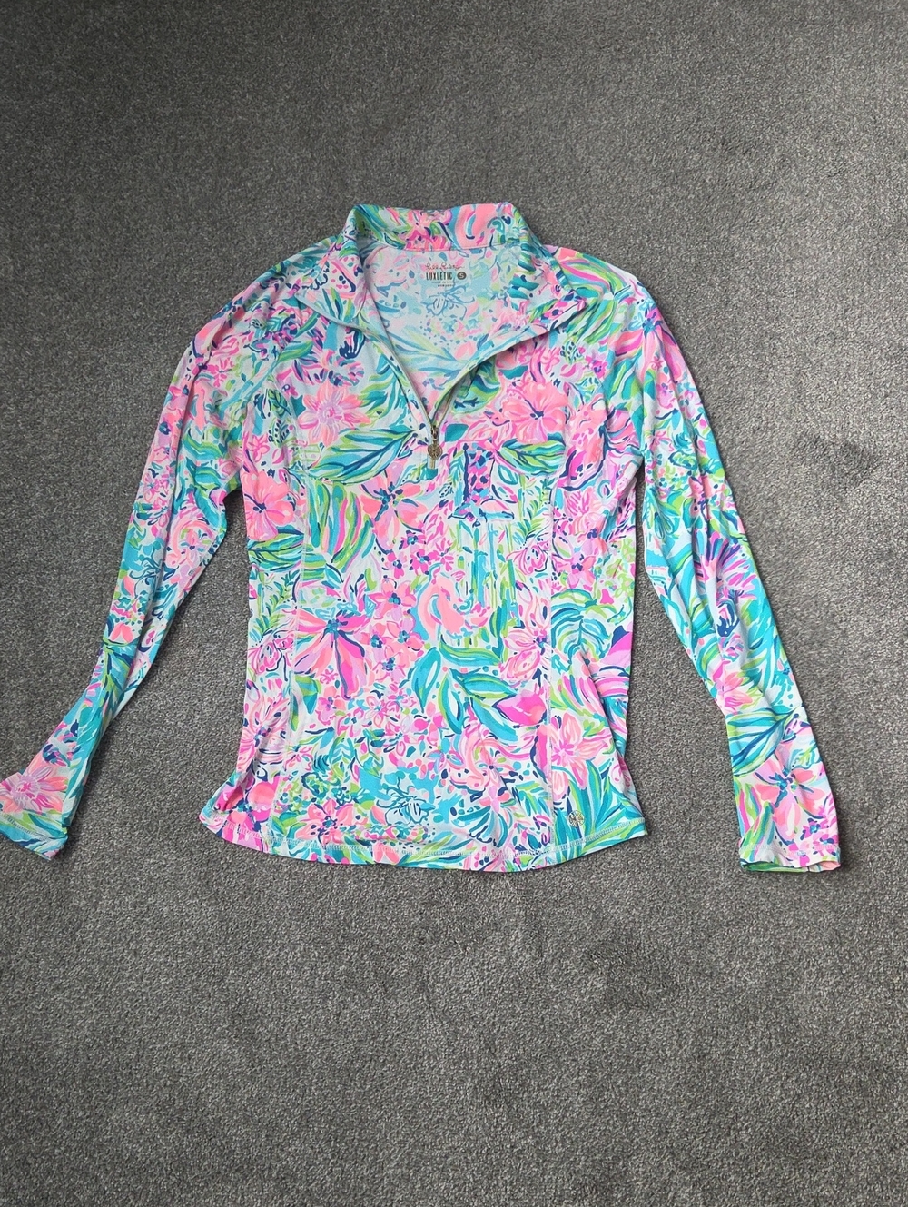 Lilly Pulitzer Floral Luxletic Half-Zip in Pink, Aqua, Mint
